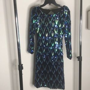 Bodycon Blue & Green Sequence Dress.